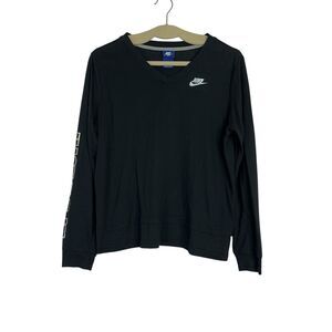 NIKE JUST DO IT Black Logo Long Sleeve Pullover Shirt Top Women's Size Large